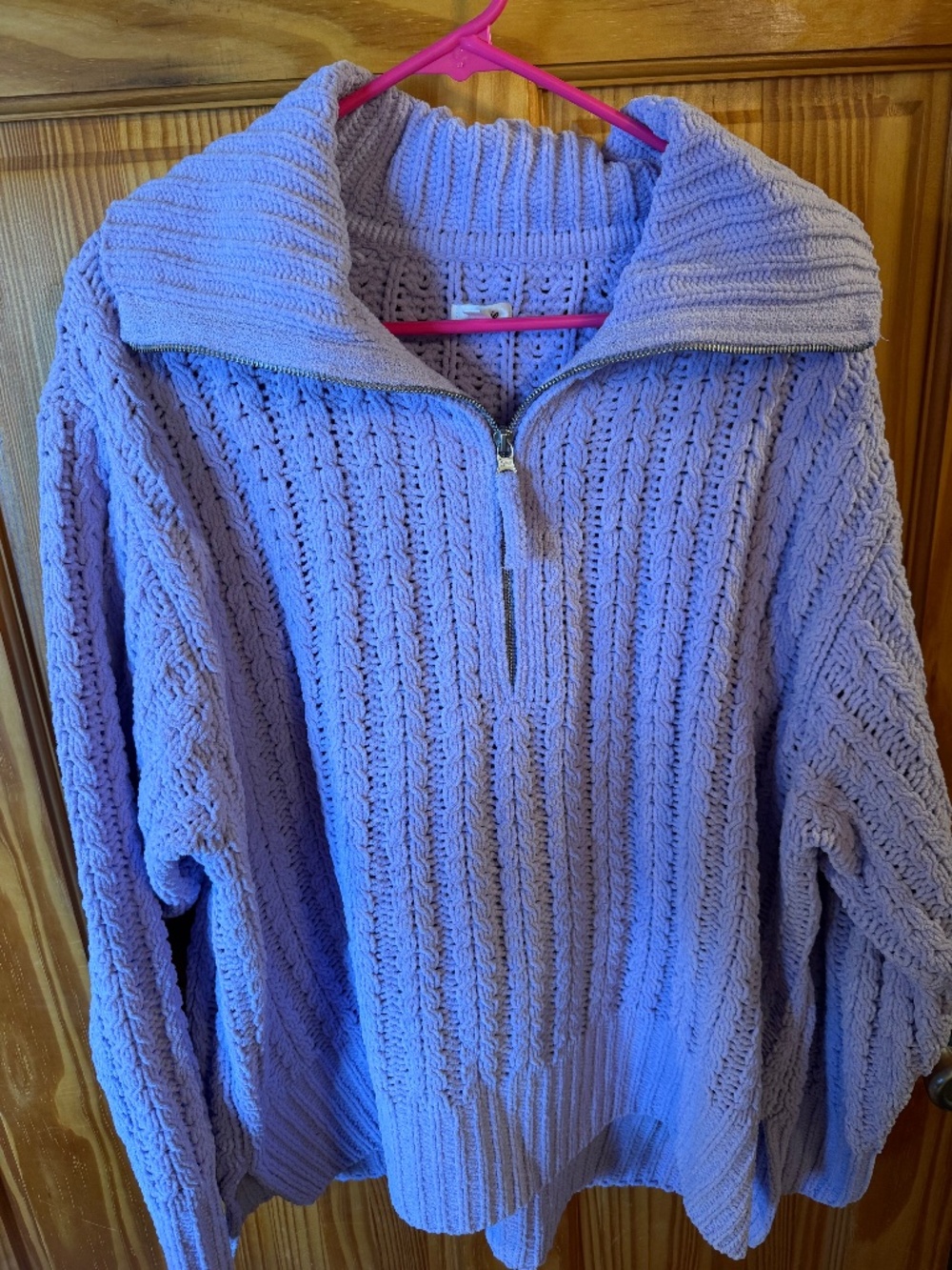 AERIE Women's Chenille 1/4 Zip Sweater Lilac